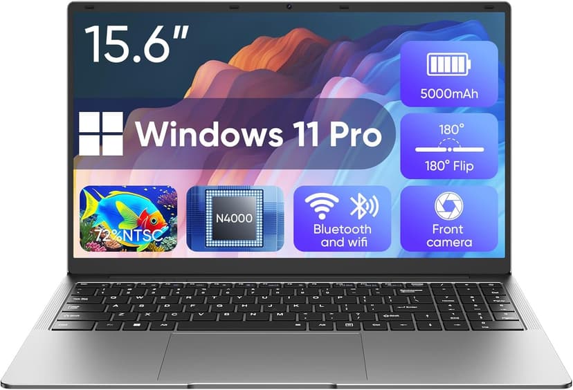 EYY 15.6" Laptop Computer, Laptops with 8GB RAM 256GB SSD, 100% sRGB Screen, Celeron N4000 Processor(up to 2.6GHz) Notebook, Ms Office 2024丨Dual Band WiFi丨BT 4.2丨HDMI丨Windows 11 Pro丨Long Battery Life