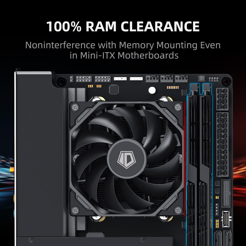 ID-COOLING IS-40-XT Black - 47mm Height Low Profile CPU Cooler, 4 Direct-Contact Heat Pipes Air Cooler for HTPCs, ITX, and Small Form Factor Builds, 92×92×15mm Slim Fan, Support Intel & AMD Socket
