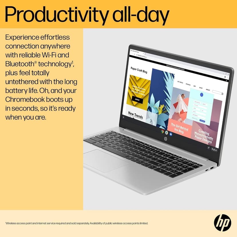 HP Chromebook 15.6" HD Flagship Laptop for Student Business, Quad-Core Intel N200 Processor, 8GB RAM, 320GB Storage (64GB eMMC + 256GB Card), Webcam, WiFi, Long Battery, Chrome OS+HubxcelAccessory