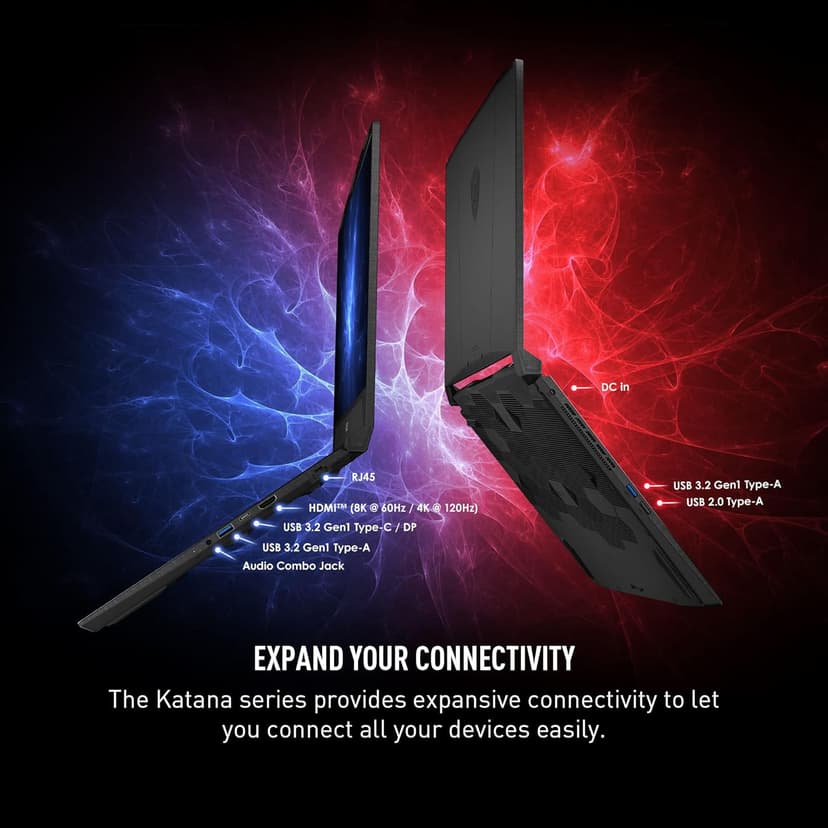 MSI Katana 17 Gaming Laptop: 13th Gen Intel Core i7, GeForce RTX 4060, 17.3" 144Hz FHD Display, 32GB DDR5, 1TB NVMe SSD, USB-Type C, Cooler Boost 5, Win11 Home: Black B13VFK-835US