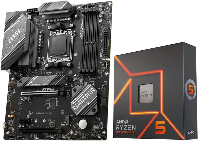 INLAND AMD Ryzen 5 7600X CPU Processor with MSI B650 Gaming Plus WiFi Gaming Motherboard(AM5, ATX, DDR5, PCIe 4.0, Wi-Fi 6E), Soly by Micro Center