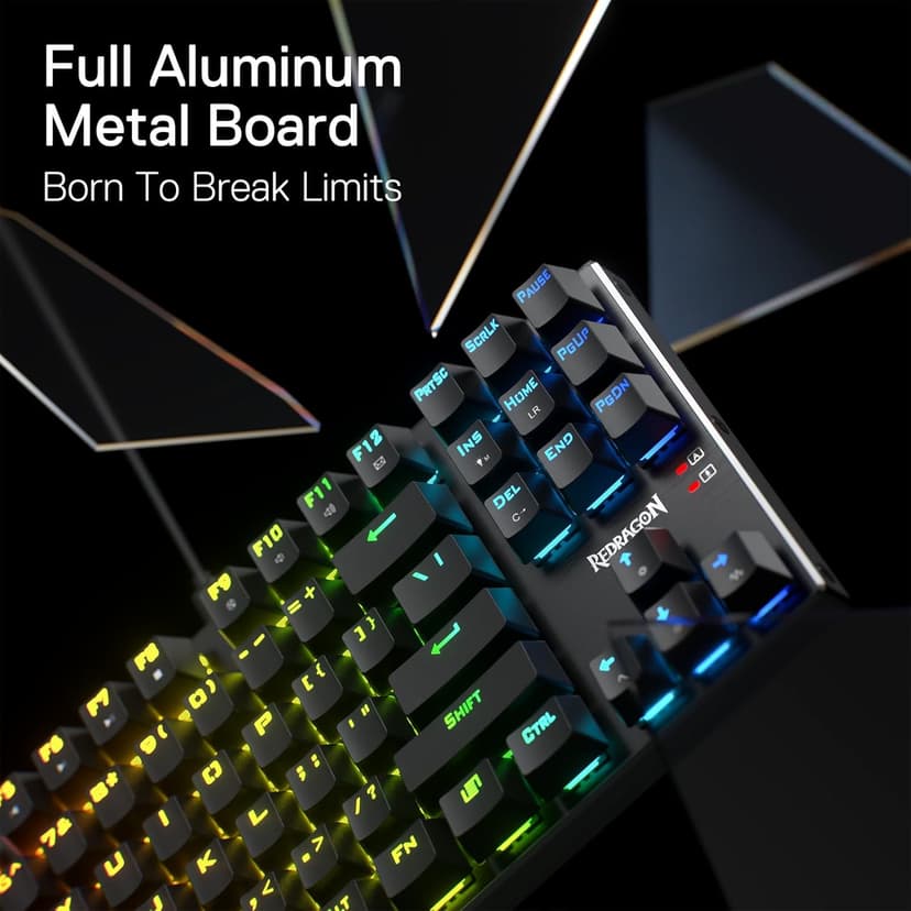Redragon K660 (K556 TKL) RGB Wired Gaming Keyboard, 80% 87 Keys Mechanical Keyboard w/Aluminum Base, Upgraded Hot-Swap Socket and Noise Absorbing Foams, Quiet Linear Red Switch