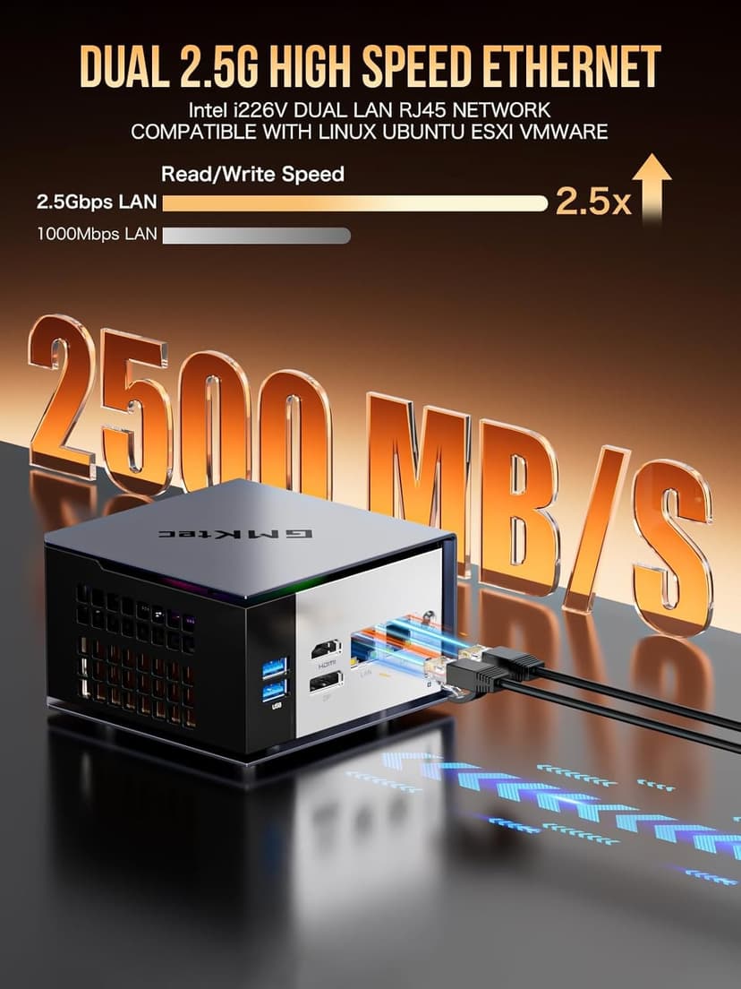 GMKtec EVO-X1 AI Mini PC AMD Ryzen AI 9 HX-370 Series (up to 5.1GHz) Mini Gaming Computers, 32GB LPDDR5X 2TB PCIe 4.0 SSD, Triple Screen 8K Display, WiFi 6 & USB4/Oculink Interface