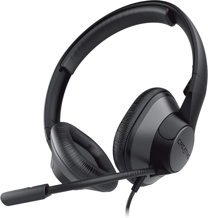 Creative HS-720 V2 USB Digital Audio On-Ear Headset with Noise-Cancelling Condenser Boom Mic, Inline Mic Mute/Calls/Volume Control and Mic-Monitoring Feature, Simple Plug-and-Play for Video Calls