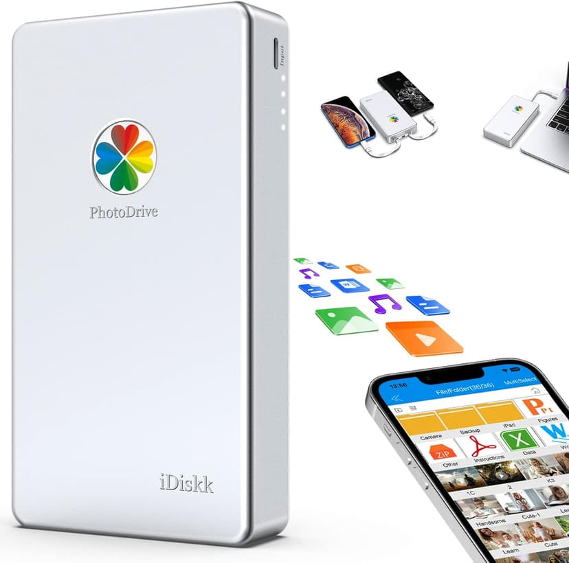 iDiskk 2TB App-le Certified External Hard Drive for iPhone 16,15 & iPad Android Mobile 2TB Photo Stick,MacBook and PC, Photo Storage Phone Drive to Bacukp Photos/Videos,Files for iPhone14/13/12/11/X