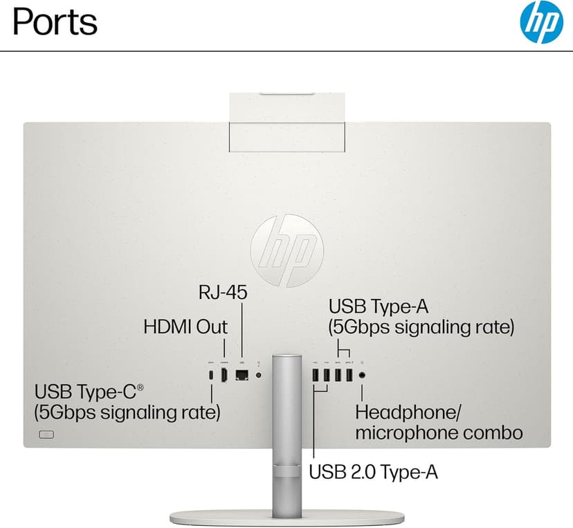 HP 27 inch All-in-One Desktop PC, FHD Display, AMD Ryzen 7 7730U, 32 GB RAM, 1 TB SSD, AMD Radeon Graphics, Windows 11 Home, 27-cr0012 (2024)