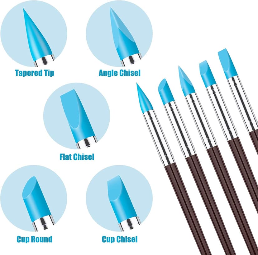10Pcs Silicone Clay Sculpting Tool, Modeling Dotting Tool & Pottery Craft use for DIY Handicraft, Silicone Brush, Sculpture Pottery, Nail Art