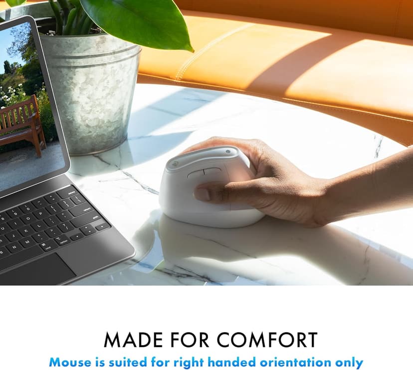 J-Tech Digital Wireless Mouse, Vertical Ergonomic Mouse with 2.4G Wireless & Bluetooth for 3 Multi-Device Function, Adjustable DPI Modes, Compatible with PC, Mac, Laptop - White