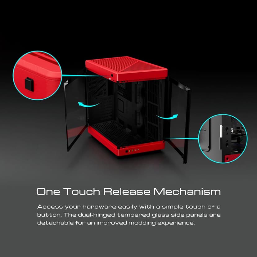 GAMDIAS RGB Tempered Glass Gaming Computer PC Case, 2-Way Standing w/Vertical & Horizontal Orientaton & One-Touch Open, Support up to 420mm AIO, Huge Cable Management & Excellent Airflow NESO P1 BR