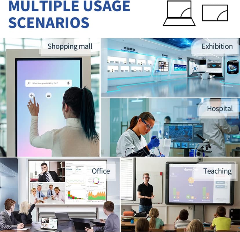 43 inch Interactive Touchscreen Monitor, Smart Board with 16:9 Display 1080P, Win-10 Electronic Whiteboard Touchscreen PC for Office and Classroom, Core i7 RAM 8G & ROM 256G