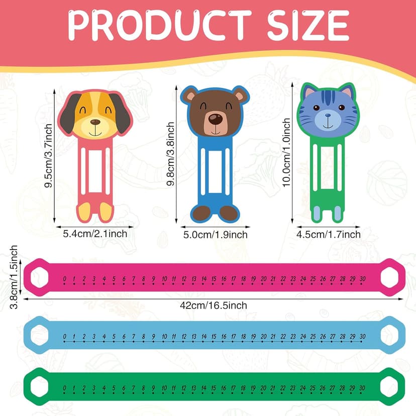 Eersida 24 Pcs Slide and Learn Number Lines 0 to 30 PVC Math Number Line for Student Animal Positive Integers Slide Rules Childhood Education Materials for School,16.5 x 1.5 Inch(Bright Colors)