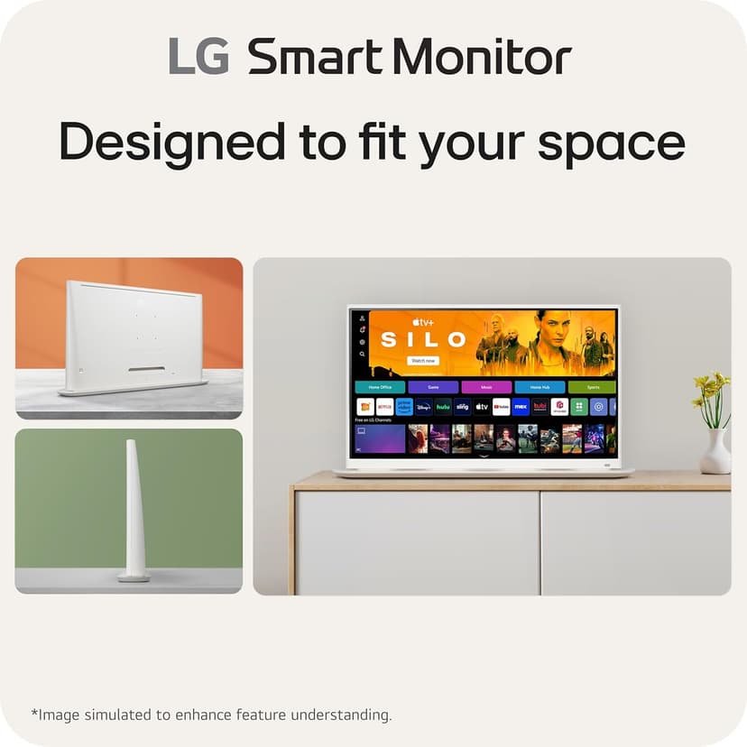 LG 32SR70U-W 32-Inch 4K UHD Smart Monitor with IPS Display webOS 23 USB Type-C Speakers x2 HDR 10 AirPlay 2 Screen Share Bluetooth Remote - White
