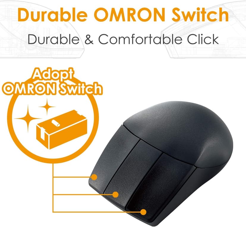 ELECOM -Japan Brand- Wireless 2.4GHz Connection, Basic 3D-CAD Mouse, No Scroll Wheel, 3 Button Computer Mouse with Smooth Optical Tracking, Blue LED, 600/1200 DPI, for Windows/Mac (M-CAD01DBBK)