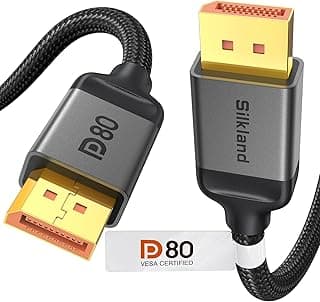 Silkland 80Gbps DisplayPort Cable 2.1 6.6FT [VESA Certified], [8K@240Hz, 4K@540Hz 360Hz 240Hz] DP 2.1 Cable 16K, DP80 HDR DSC Display Port Cord Compatible FreeSync Gaming Monitor 5090 7900XTX, S1334