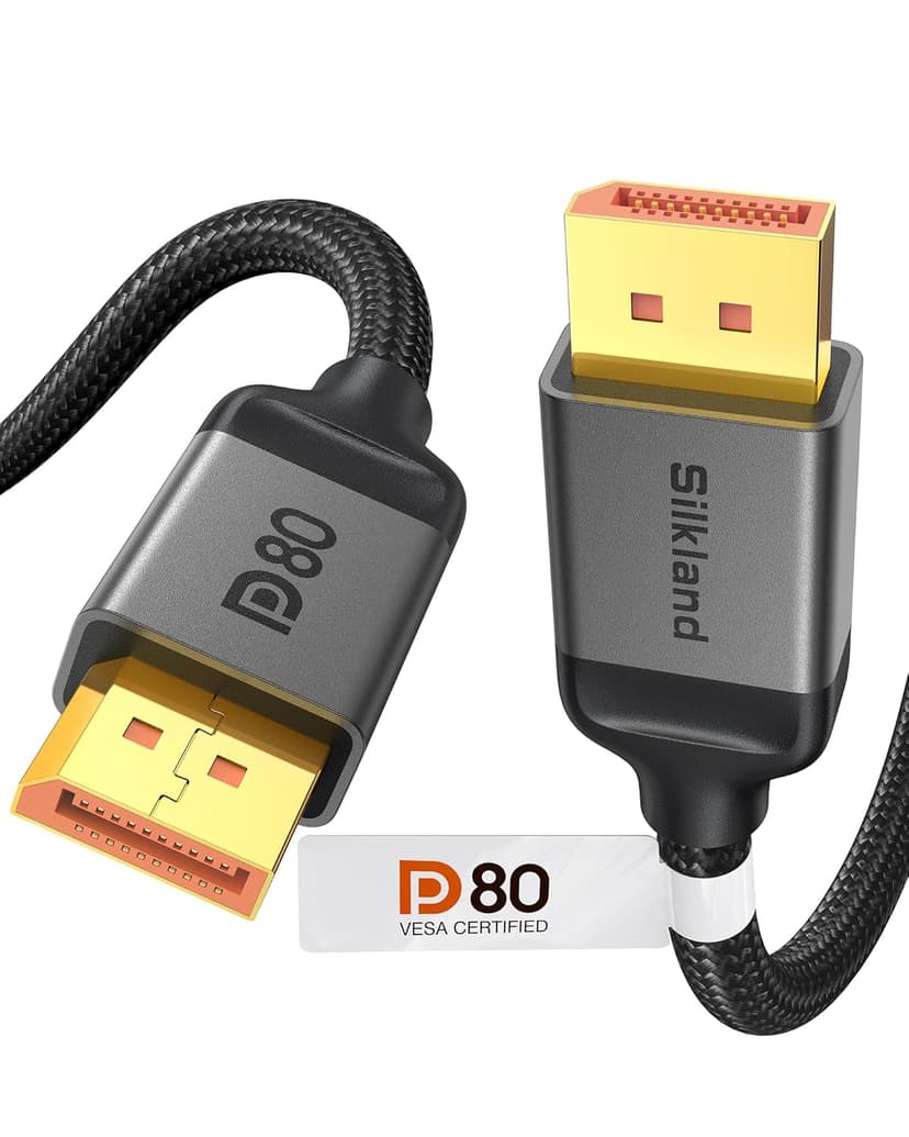 Silkland 80Gbps DisplayPort Cable 2.1 6.6FT [VESA Certified], [8K@240Hz, 4K@540Hz 360Hz 240Hz] DP 2.1 Cable 16K, DP80 HDR DSC Display Port Cord Compatible FreeSync Gaming Monitor 5090 7900XTX, S1334