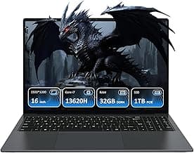 16'' FHD Laptop, i7-13620H 10-Core up to 4.9 GHz, 32GB RAM, 1TB SSD, Backlit Keyboard, USB-C, HDMI, WiFi 6, Fingerprint, Numeric Keypad, Win11 Pro, Thin Business & Gaming Notebook, Gray, T160H