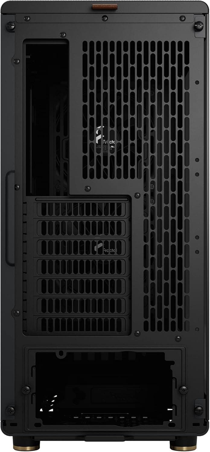 Fractal Design North Charcoal Black Tempered Glass Dark - Genuine Walnut Wood Front - Glass Side Panel - Two 140mm Aspect PWM Fans Included - Type C USB - ATX Airflow Mid Tower PC Gaming Case