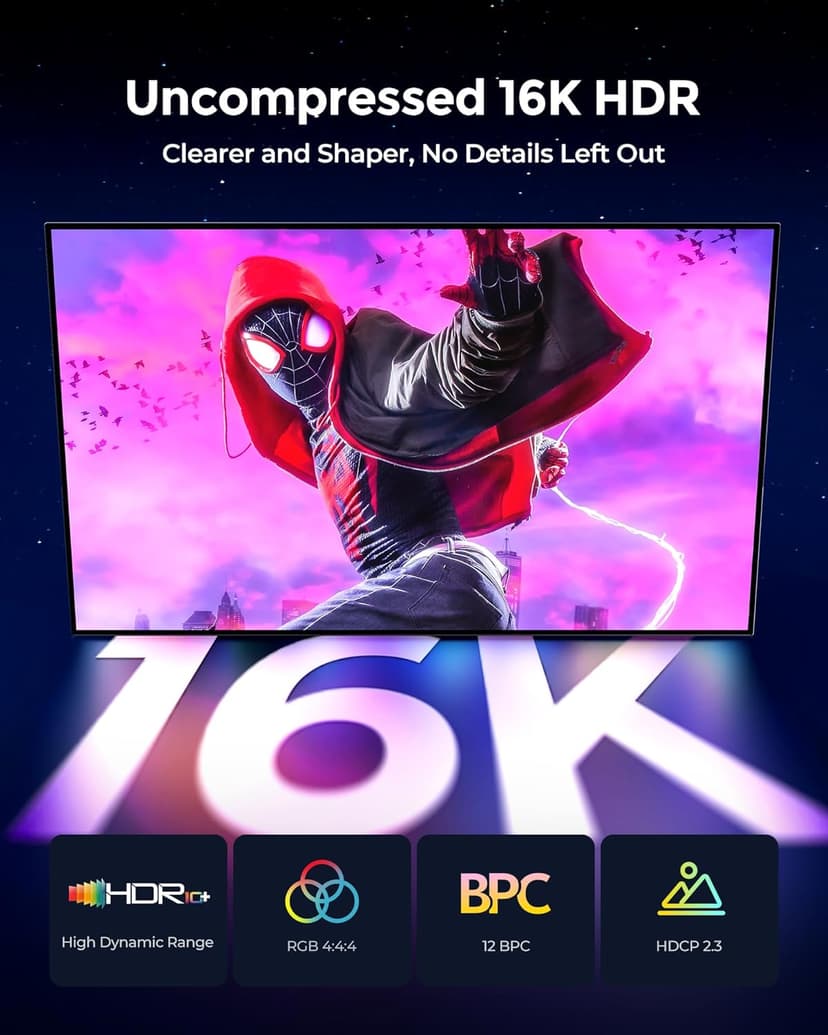 Silkland 54Gbps DisplayPort Cable 2.1 [VESA Certified], DP 2.1 Cable [16K@30Hz, 8K@120Hz, 4K@240Hz 165Hz 144Hz] HDR, HDCP DSC 1.2a, Compatible FreeSync G-Sync Gaming Monitor 5090 7900XTX, 6.6FT