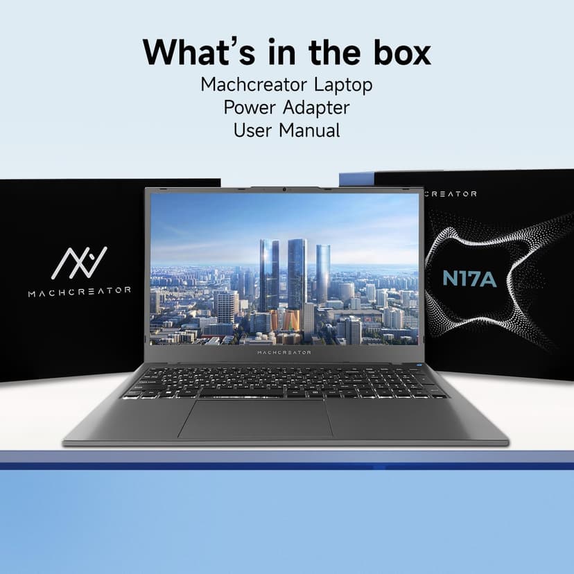 Machcreator Business Laptop, 17.3" FHD 120Hz, Intel Processor, 16GB DDR5 RAM, 1TB SSD, Backlit Keyboard, Large Touchpad, MicroSD Card Reader, Camera Shutter Switch, Wi-Fi, Win 11 Home, Grey