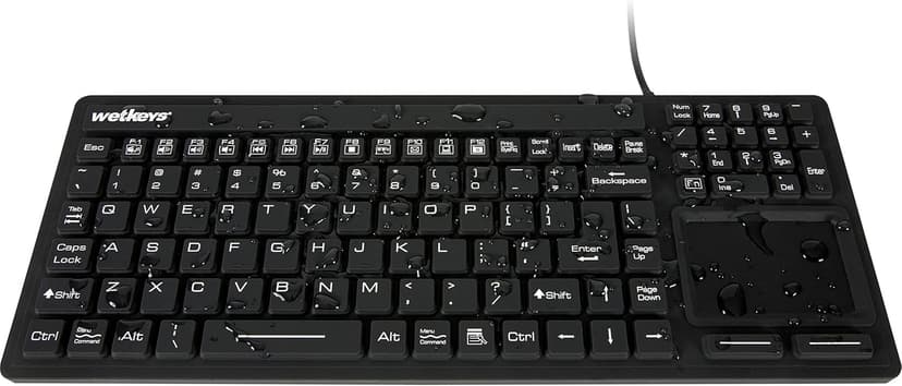 WetKeys "Touchpad Plus Professional-Grade Rigid Silicone Washable Keyboard with Touchpad (USB) (Black) | KBWKRC106T-BK