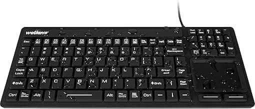 WetKeys "Touchpad Plus Professional-Grade Rigid Silicone Washable Keyboard with Touchpad (USB) (Black) | KBWKRC106T-BK