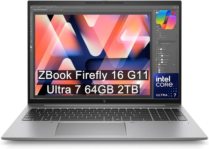 HP ZBook Firefly 16 G11 Mobile Workstation Laptop (16" FHD+, Intel Core Ultra 7 155U, 64GB DDR5, 2TB SSD), AI PC for Engineer, Designer, Backlit, Fingerprint, 5MP IR Webcam, Poly Studio, Win 11 Pro