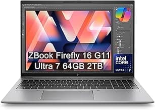HP ZBook Firefly 16 G11 Mobile Workstation Laptop (16" FHD+, Intel Core Ultra 7 155U, 64GB DDR5, 2TB SSD), AI PC for Engineer, Designer, Backlit, Fingerprint, 5MP IR Webcam, Poly Studio, Win 11 Pro