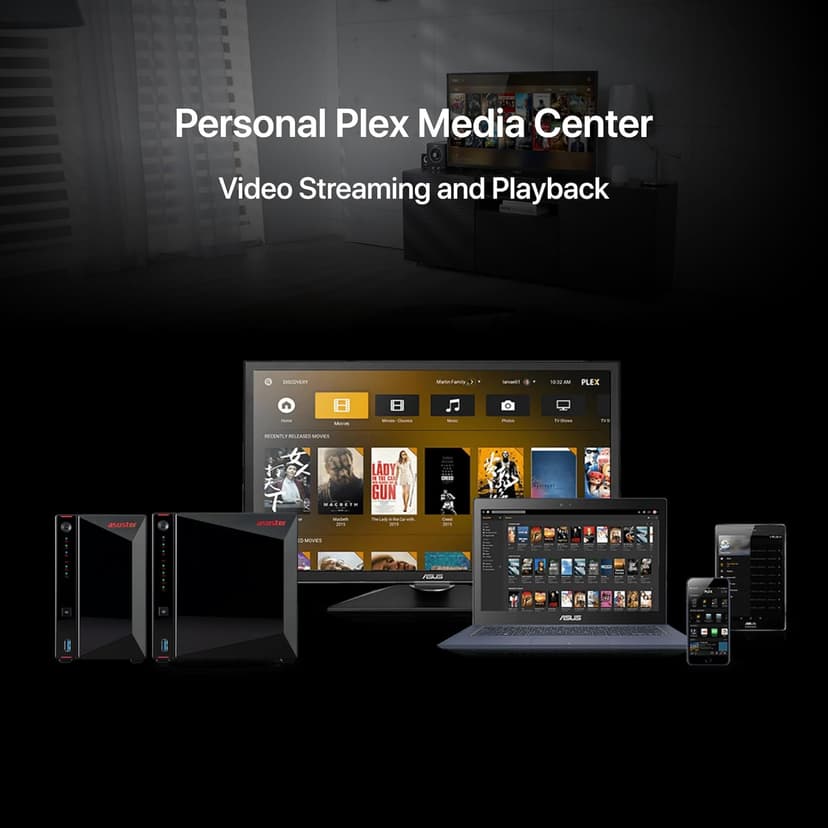 Asustor AS5402T, 2 Bay NAS, Intel Quad-Core 2.0GHz CPU, 4x M.2 NVMe SSD Slots, 2x2.5GbE Ports, 4GB DDR4 RAM, For Gaming and Live Stream, Network Attached Storage(Diskless)
