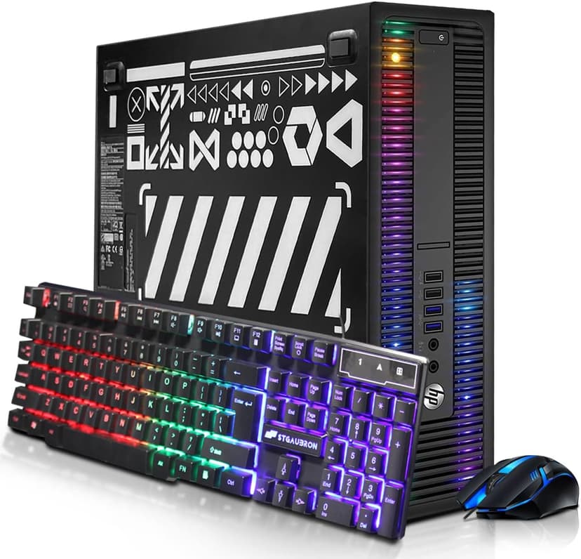 HP RGB Gaming Desktop Computer, Intel Quad Core I5-6500 up to 3.6G, Radeon RX 550 4G, 16GB DDR4, 1TB SSD, RGB Keyboard & Mouse, 600M WiFi & BT 5.0, Win 10 Pro (Renewed)