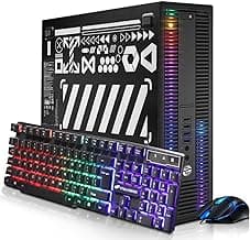 HP RGB Gaming Desktop Computer, Intel Quad Core I5-6500 up to 3.6G, Radeon RX 550 4G, 16GB DDR4, 1TB SSD, RGB Keyboard & Mouse, 600M WiFi & BT 5.0, Win 10 Pro (Renewed)