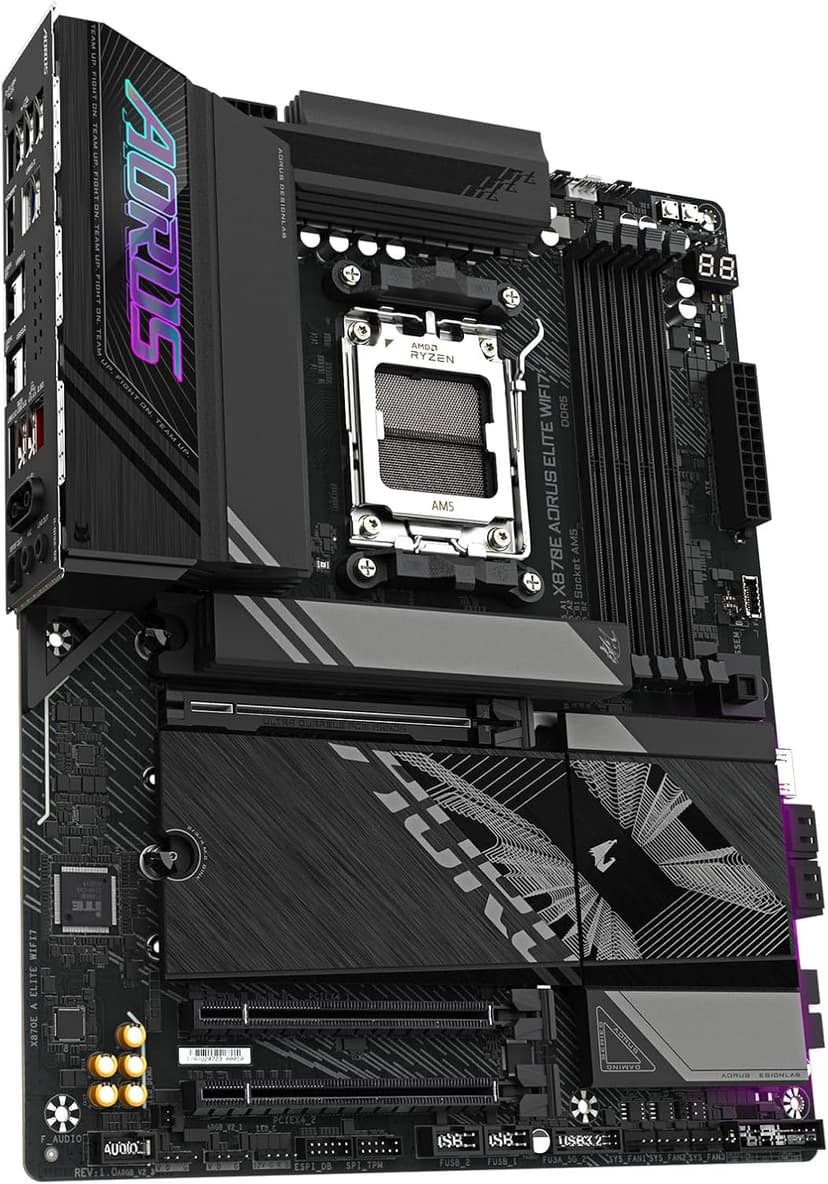 GIGABYTE X870E AORUS Elite WIFI7 AMD AM5 LGA 1718 Motherboard, ATX, DDR5, 4X M.2, PCIe 5.0, USB4, WIFI7, 2.5GbE LAN, EZ-Latch, 5-Year Warranty