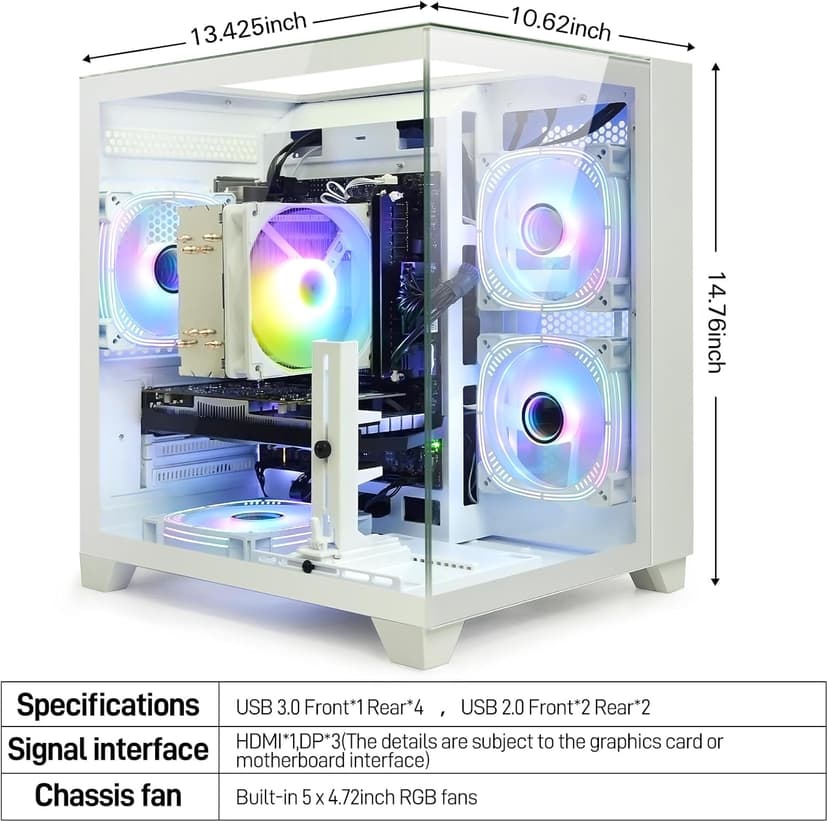 LXZ Gaming Desktop PC Core i5-13400F & Arc B580 12GB GPU, 32GB RAM, 1TB SSD - High Performance Desktop Computer for Gaming/Design (White)