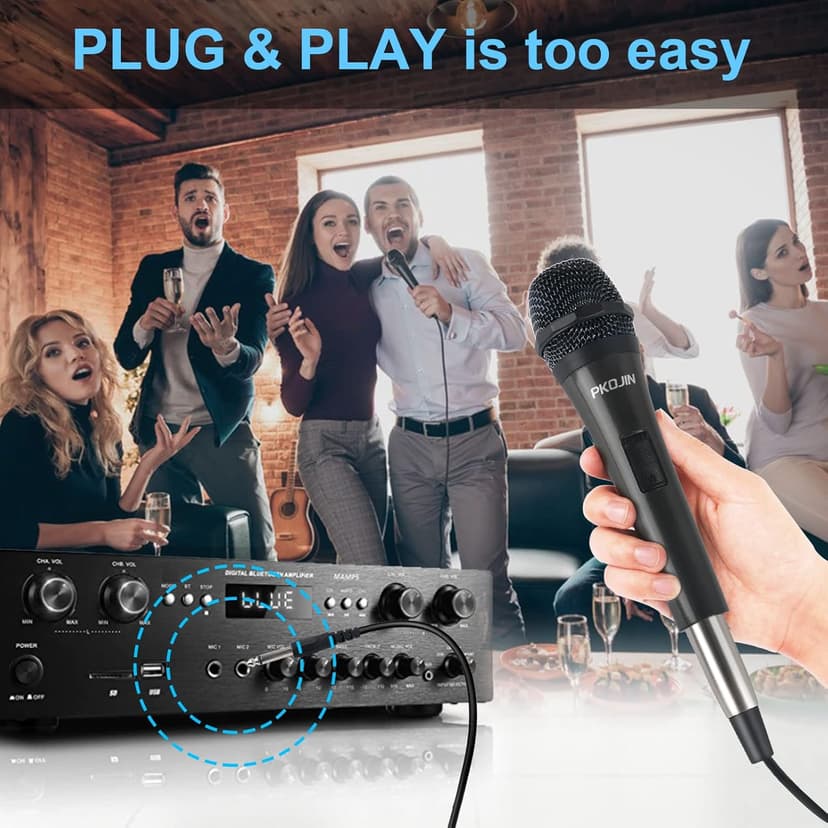 Dynamic Karaoke Microphone for Singing, Vocal Wired Microphone for Karaoke, Handheld Mic with 10 Ft Cable, Mics for Speaker with ON/Off Switch