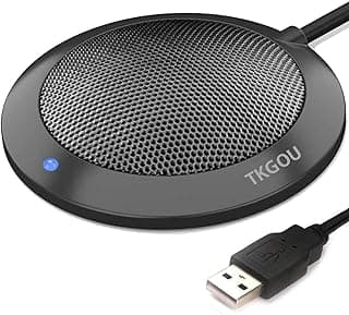 Conference USB Microphone, Computer Desktop Mic with LED Indicator, Plug & Play Omnidirectional Condenser PC Laptop Mics for Online Meeting, Class, Skype, Recording, Zoom, (No Speakers Included)