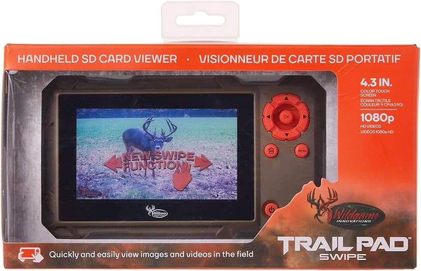 WILDGAME INNOVATIONS Trail Pad Swipe | VU60 SD Card Viewer for Hunting & Wildlife Observation | Compact Water-Resistant Memory Card Reader with 4.3" Touch Screen, Dark Green