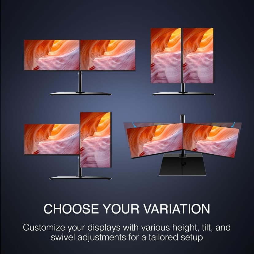 Packard Bell airFrame Dual Monitor Workstation – Two 21.5" Full HD Screens, VESA Mount, 1920x1080, 75Hz, Tilt Adjustable, HDMI/VGA, Slim Bezel – Ideal for Home, Office, Productivity & Light Gaming