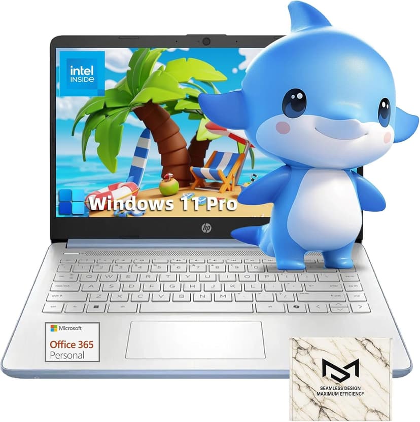 HP 2025 Laptop for Business & Student - Windows 11 Pro & Microsoft Office Lifetime | 14 inch HD | Intel Quad-core CPU | 16GB RAM, 128GB UFS, 256GB Micro SD | Sleek Design Light Computer | Sky Blue