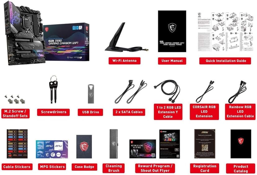 MSI MPG Z590 Gaming Carbon WiFi Gaming Motherboard (ATX, 11th/10th Gen Intel Core, LGA 1200 Socket, DDR4, PCIe 4, CFX, M.2 Slots, USB 3.2 Gen 2, Wi-Fi 6E, DP/HDMI, Mystic Light RGB)