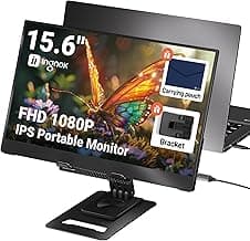 Ingnok 15.6'' FHD IPS Portable Monitor – Ultra Slim External Screen with USB C/HDMI for Laptop, Mac, PC, Phone, PS4, PS5, Switch (Renewed)