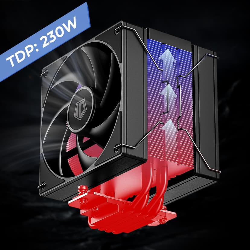 ID-COOLING FROZN A410 DK CPU Cooler, All-Black Layout Single Tower with 2x120mm FDB Fans in a Push-Pull Configuration, Noninterference with RAM, Compatible with Intel and AMD Latest Sockets