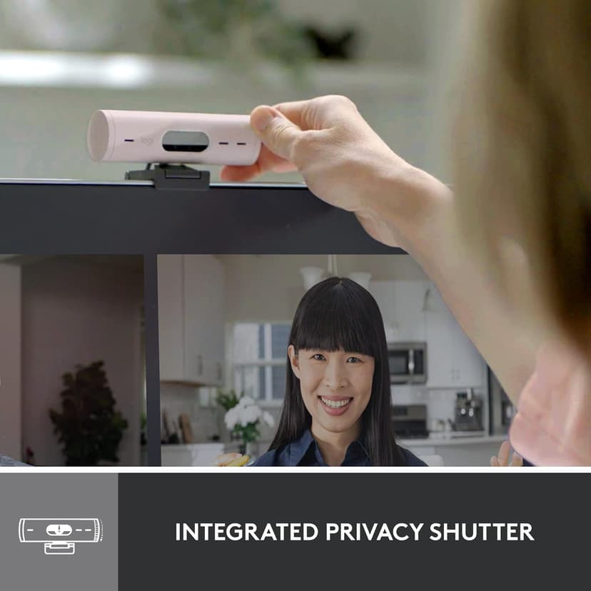 Logitech Brio 500 Full HD Webcam with Auto Light Correction,Show Mode, Dual Noise Reduction Mics, Webcam Privacy Cover, Works with Microsoft Teams, Google Meet, Zoom, USB-C Cable - Rose