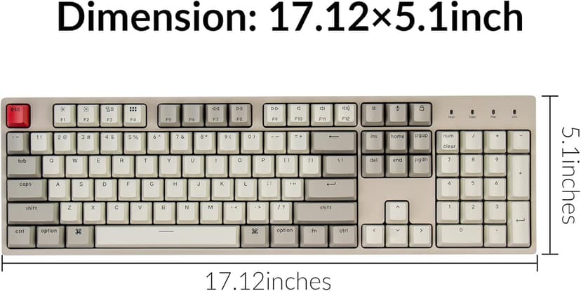 Keychron C2 Full Size Wired Mechanical Keyboard Compatible with Mac, Keychron Brown Switch, 104 Keys ABS Retro Color Keycaps Gaming Keyboard for Windows, USB-C Type-C Braid Cable