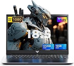 18.5 inch Laptop Computer with Intel N150 Quad-Core Processor(up to 3.6GHz),8000 mAh Battery,16GB DDR4 RAM 512GB SSD,WiFi 5, Type C,2025 Full HD IPS Display Laptops for Work Business Office Student