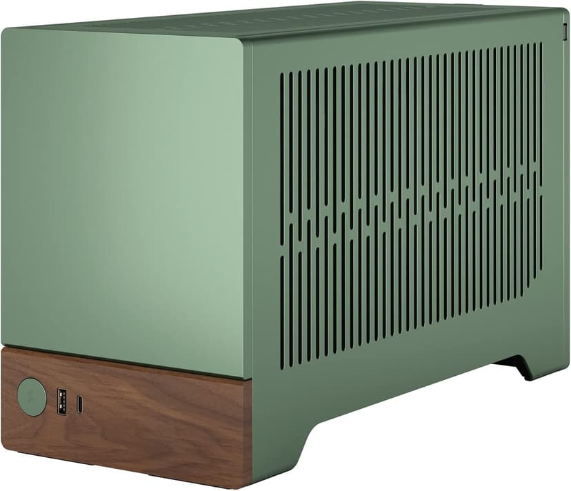 Fractal Design Terra Jade - Wood Walnut Front Panel - Small Form Factor - Mini ITX Gaming case – PCIe 4.0 Riser Cable – USB Type-C - Anodized Aluminum Panels