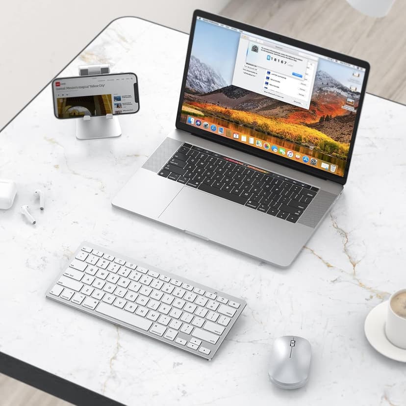 OMOTON Bluetooth Keyboard Compatible with Mac, Compact Wireless Keyboard Compatible with MacBook Pro/Air, iMac, Mac mini/Pro Laptop and PC (Silver)