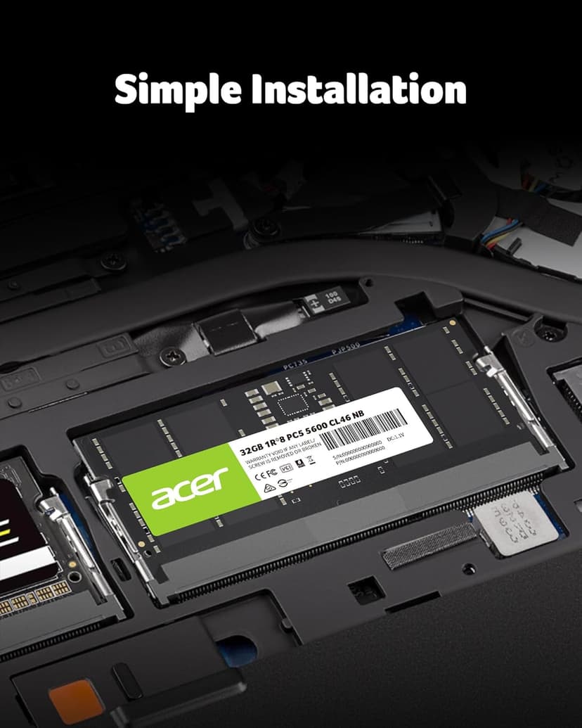 Acer SD200 DDR5 Single RAM 32GB 5600 MT/s CL46 Computer Memory for Laptop - BL.9BWWA.419