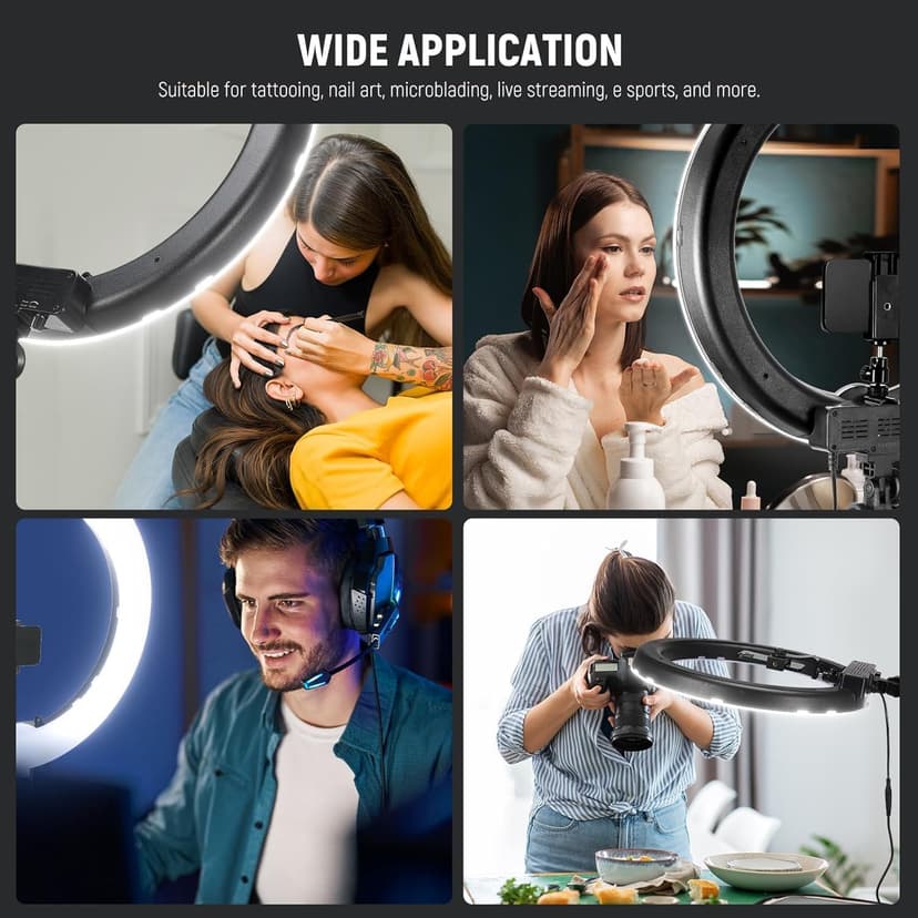 NEEWER 18 Inch Ring Light with Tripod Stand, 55W Large LED Ringlight, Cold Shoe Phone Holder Compatible with iPhone Camera for Video Recording Photography Streaming Selfie Makeup Studio Photo, RL-18