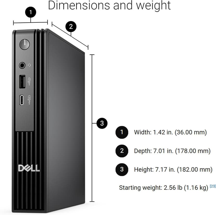 2025 Dell Pro Micro MFF Mini AI PC (Intel 14-Core Ultra 5 235T (> i7-13700), 32GB DDR5, 1TB SSD), QCM1250 (Replace OptiPlex 7000), Tiny Business Desktop, Wi-Fi 6E, RJ45, Bluetooth, 2x DP, Win 11 Pro