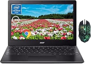 acer 311 Chromebook Laptop, 11.6'' HD IPS Display, 4GB LPDDR4 RAM, 64GB EMMC, Intel Celeron N4500, Intel UHD Graphics, 10 Hours Battery Life, USB3.1，Wi-Fi5, Chrome OS, Black, Warwolf Mouse