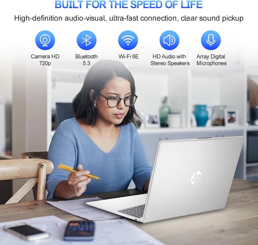 HP 15.6" Touchscreen Laptop Computer, Intel i3-1215U(Up to 4.4GHz), Intel UHD Graphics, 16 GB RAM, 1 TB SSD, Long Battery Life, Wi-Fi 6E, Copilot, Windows 11 Pro & Office Pro Lifetime License